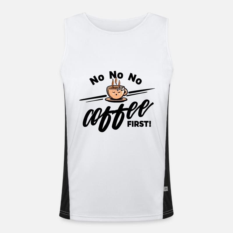 Grain de café - Non Non Non Café d'abord Débardeur respirant contrasté Homme 