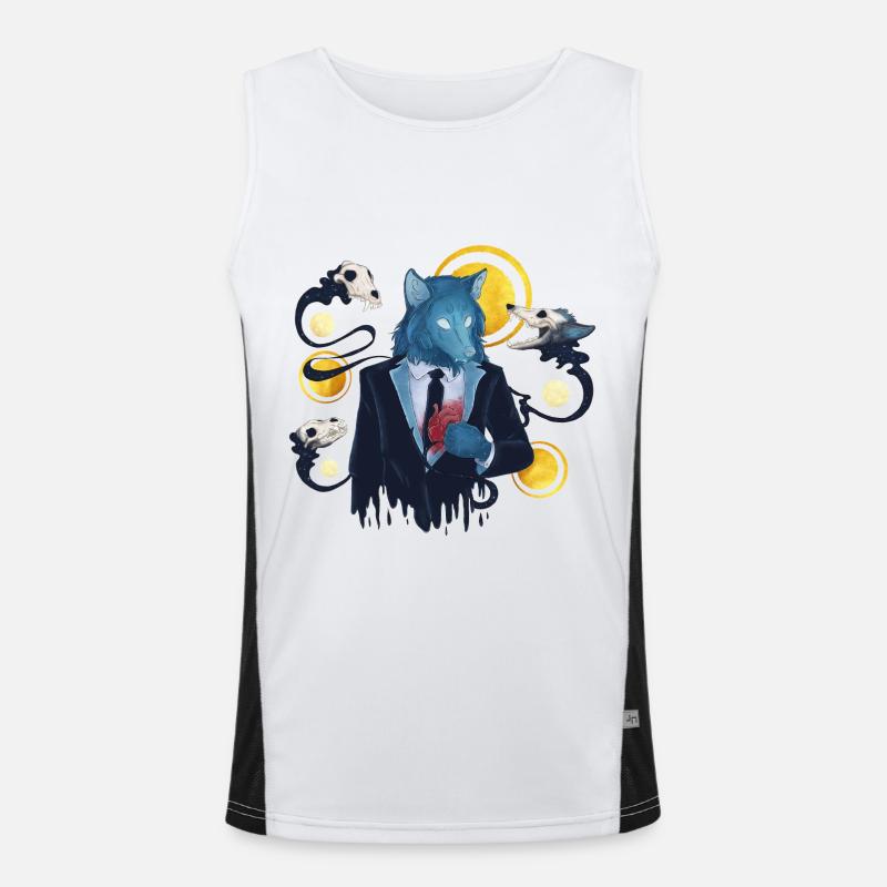 Blue Ink Spirits - Ein Wolfsherzflüstern Funktionelles Kontrast-Tank Top für Männer 