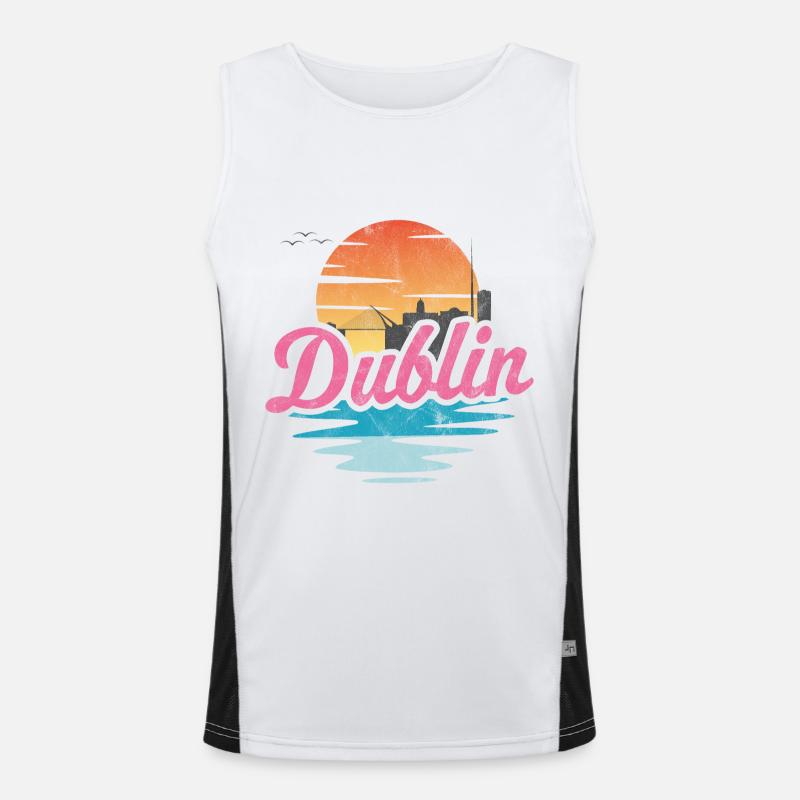 Dublin City - Men's Functional Contrast Tank Top  - white/black