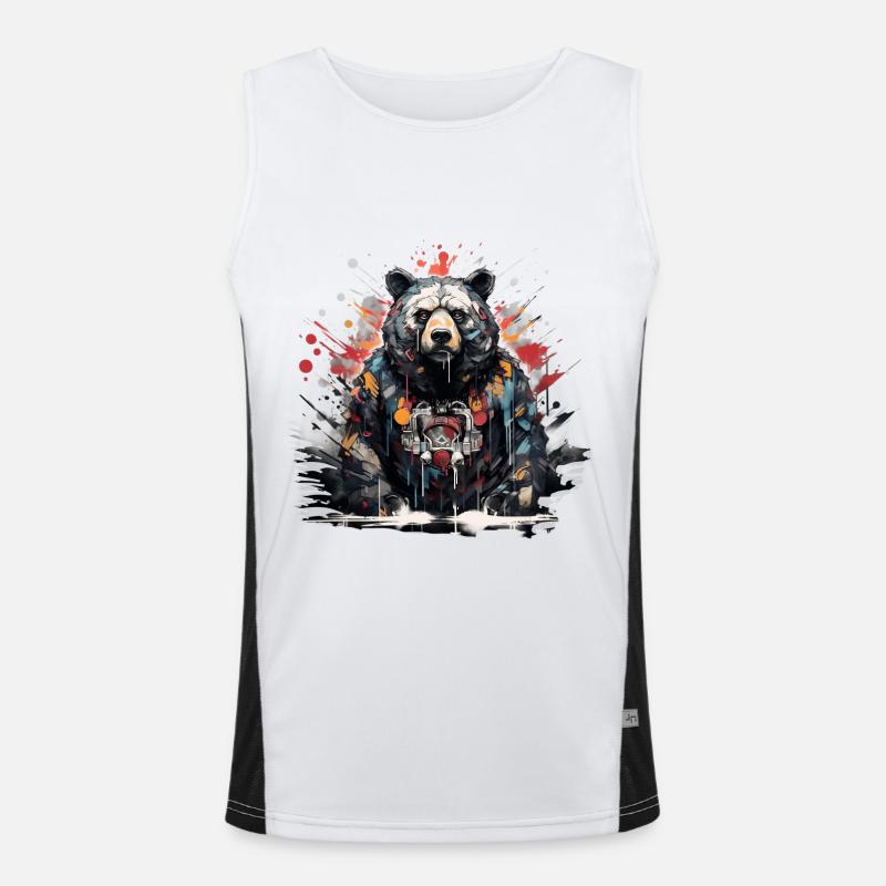 Brüllender Bär. Stärke im Graffiti-Stil. Funktionelles Kontrast-Tank Top für Männer 