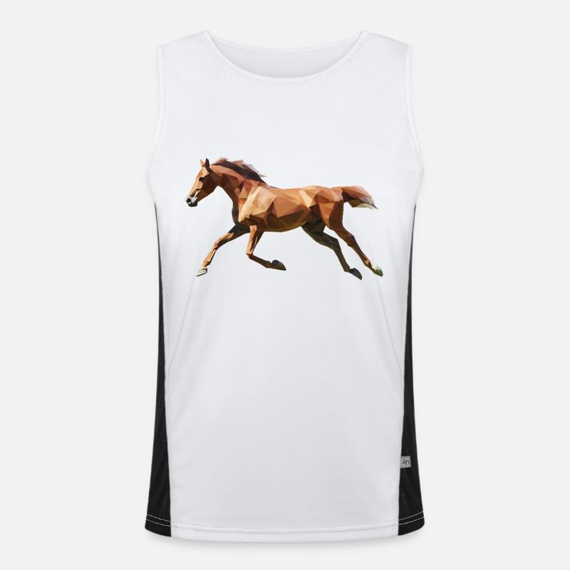 Cheval brun Low Poly Logo Art Design Renard Débardeur respirant contrasté Homme 