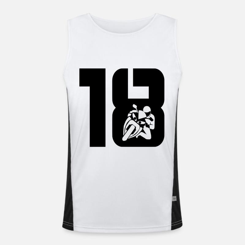 18 Motorcycle Biker - Men's Functional Contrast Tank Top  - white/black