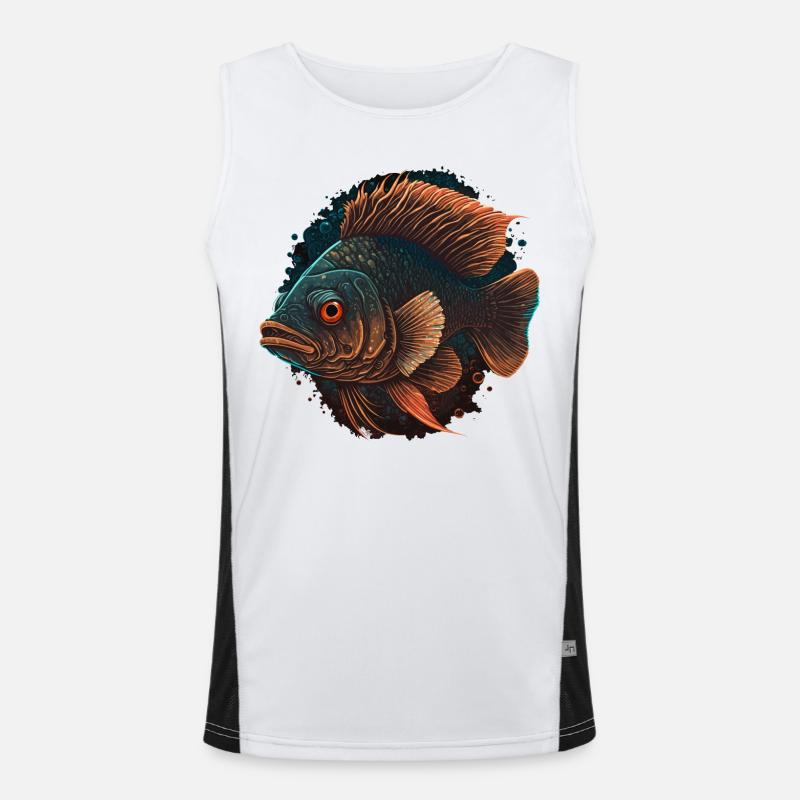 Deep-Sea Fish Illustration Men's Functional Contrast Tank Top 