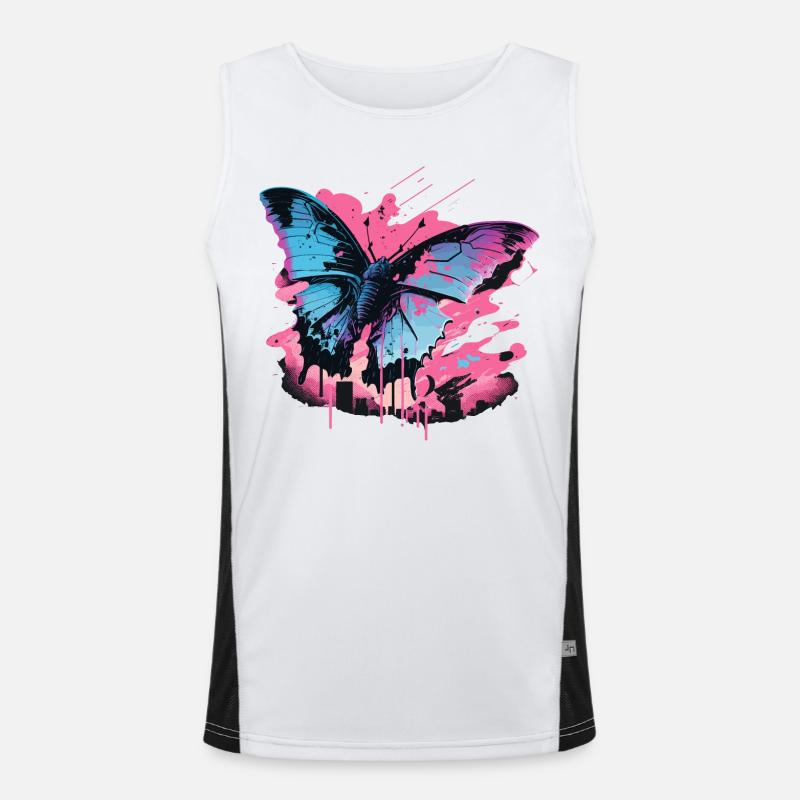 Lovely Vaporwave Butterfly Men's Functional Contrast Tank Top 