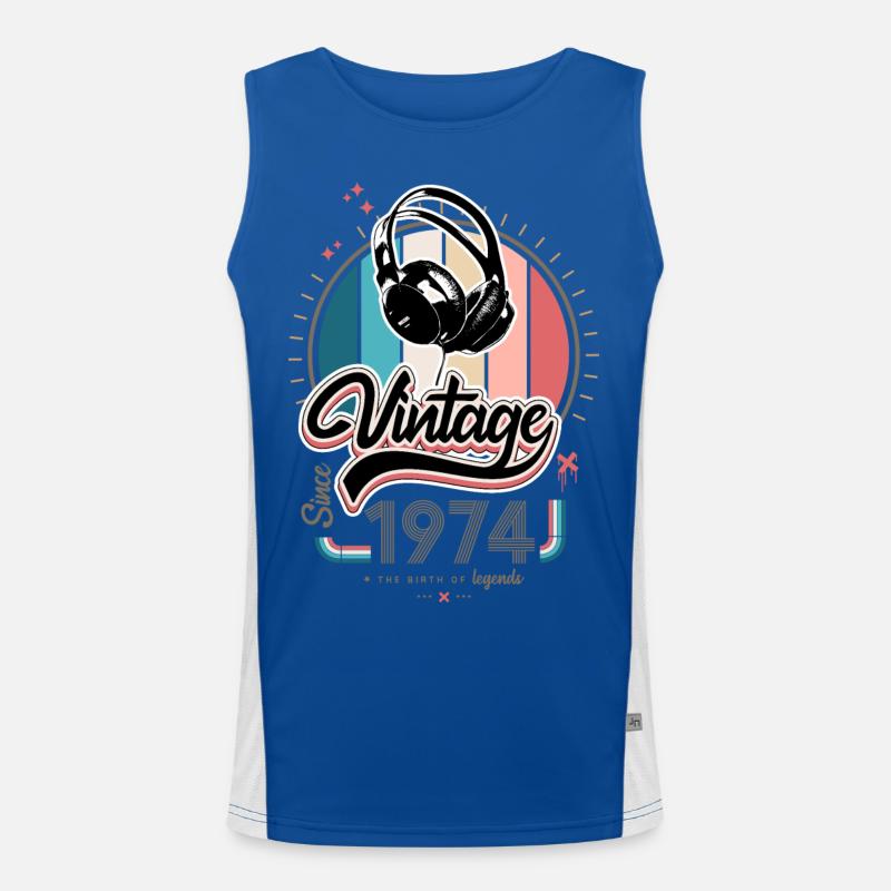Vintage seit 1974 Kopfhörer Funktionelles Kontrast-Tank Top für Männer 