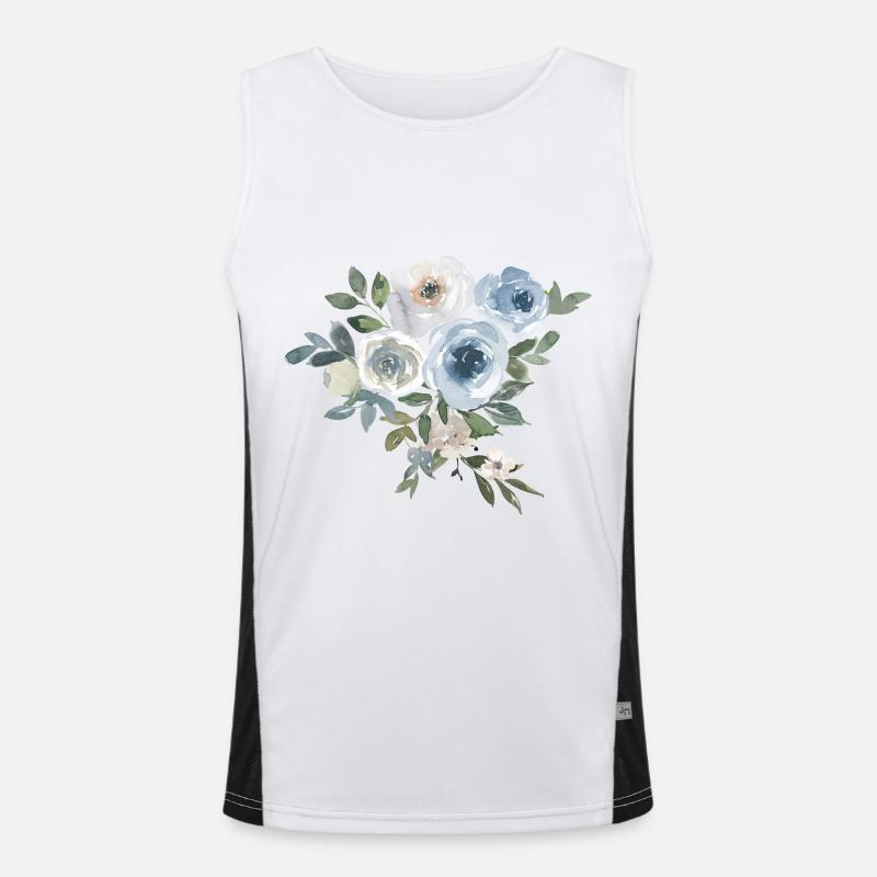 Blumen Rose Wasserfarben Aquarell Funktionelles Kontrast-Tank Top für Männer 
