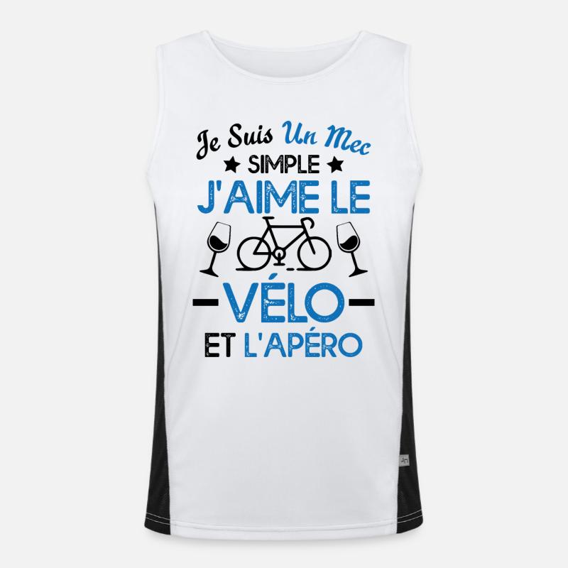 Je suis un mec simple j'aime le vélo et l'apéro Débardeur respirant contrasté Homme 