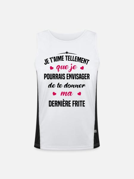 Je t'aime tellement que je pourrais donner frite - Débardeur respirant contrasté Homme  - blanc/noir - Devant