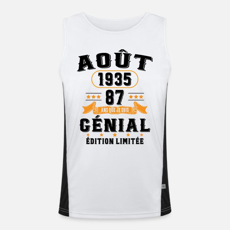 87 Ans Anniversaire Vintage Né(e) en Août 1935 Débardeur respirant contrasté Homme 