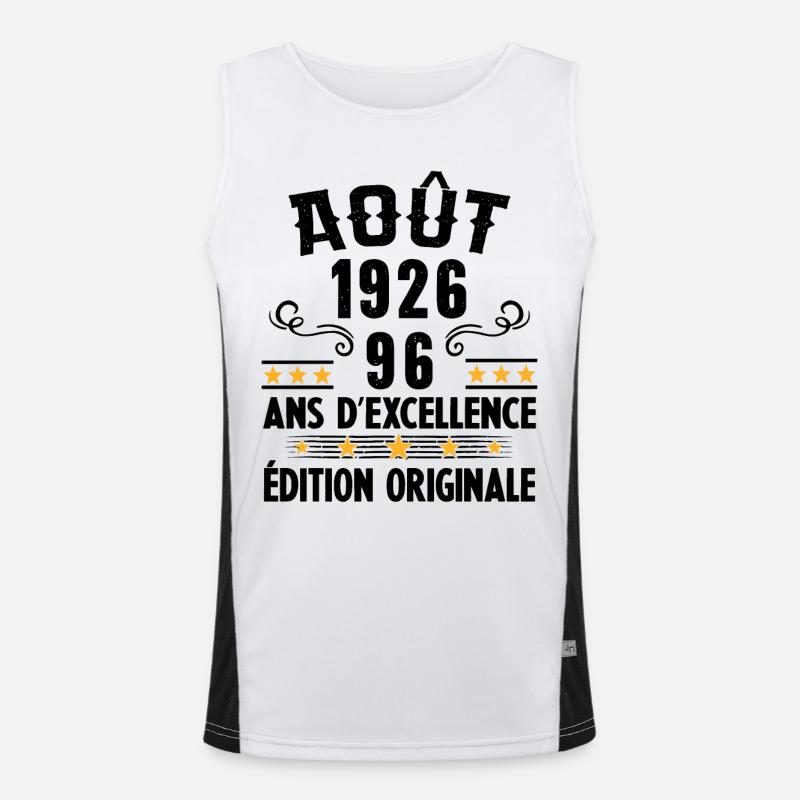 96 Ans Anniversaire Vintage Né(e) en Août 1926 Débardeur respirant contrasté Homme 