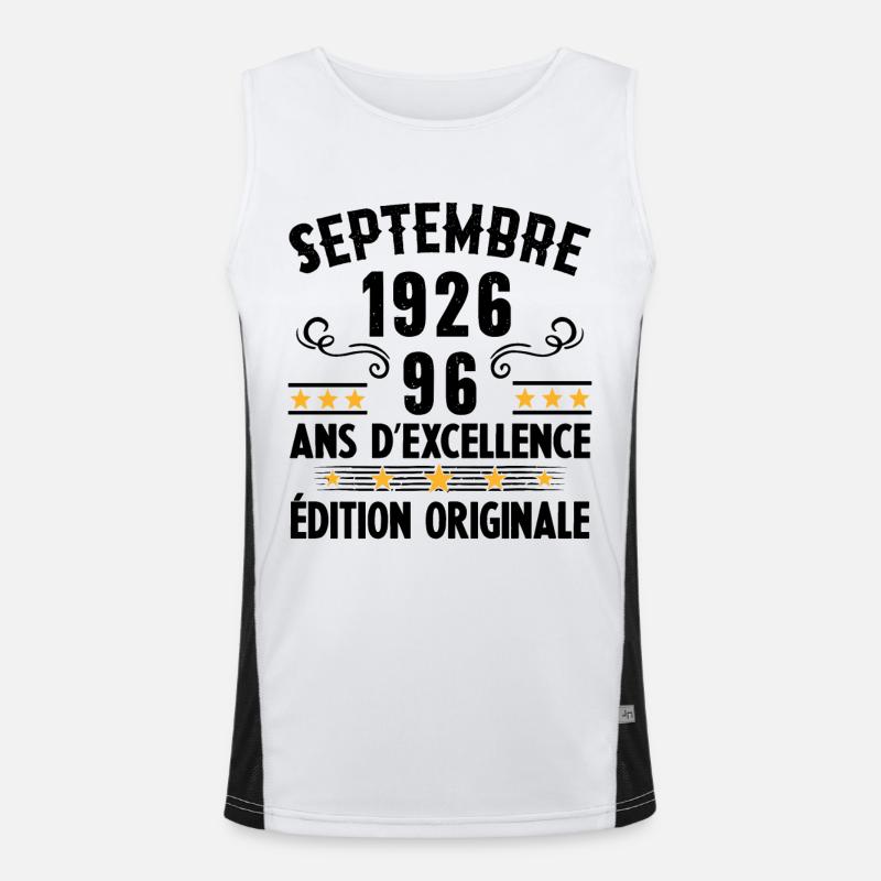 96 Ans Anniversaire Vintage Né(e) Septembre 1926 Débardeur respirant contrasté Homme 