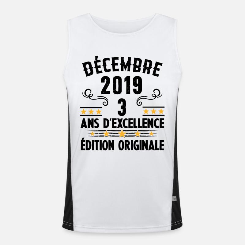 3 Ans Anniversaire Vintage Né(e) en Décembre 2019 Débardeur respirant contrasté Homme 