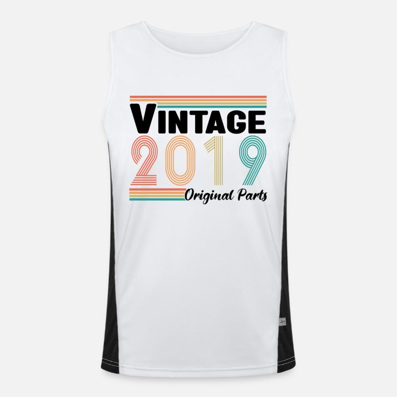 Vintage 2019 Jubiläum Retro Geschenk Funktionelles Kontrast-Tank Top für Männer 