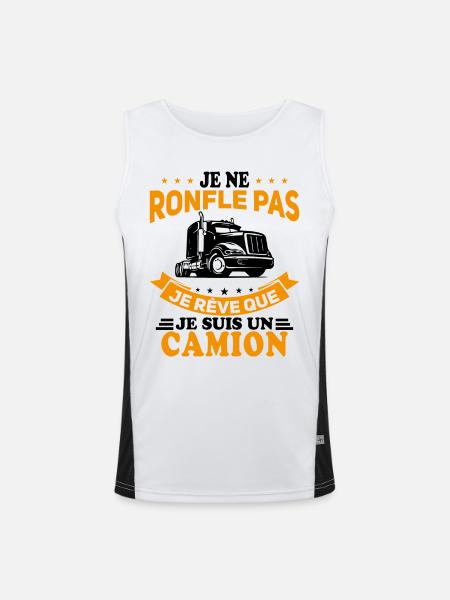 Je Ne Ronfle Pas Je Rêve Que Je Suis Un Camion - Débardeur respirant contrasté Homme  - blanc/noir - Devant