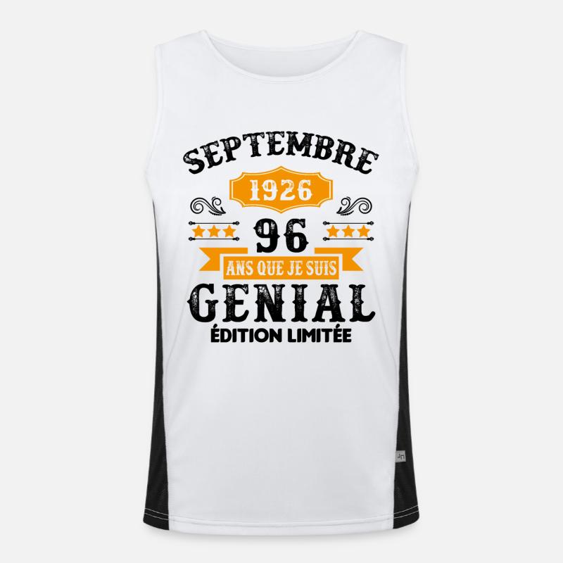 96 Ans Anniversaire Vintage Né(e) Septembre 1926 Débardeur respirant contrasté Homme 