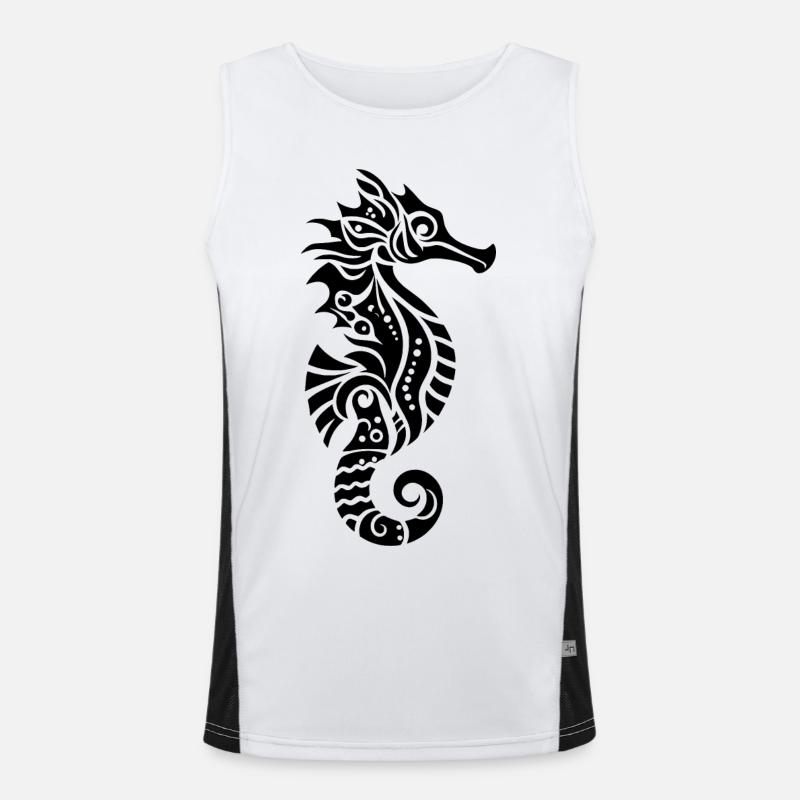 Stammes-Seepferdchen Funktionelles Kontrast-Tank Top für Männer 