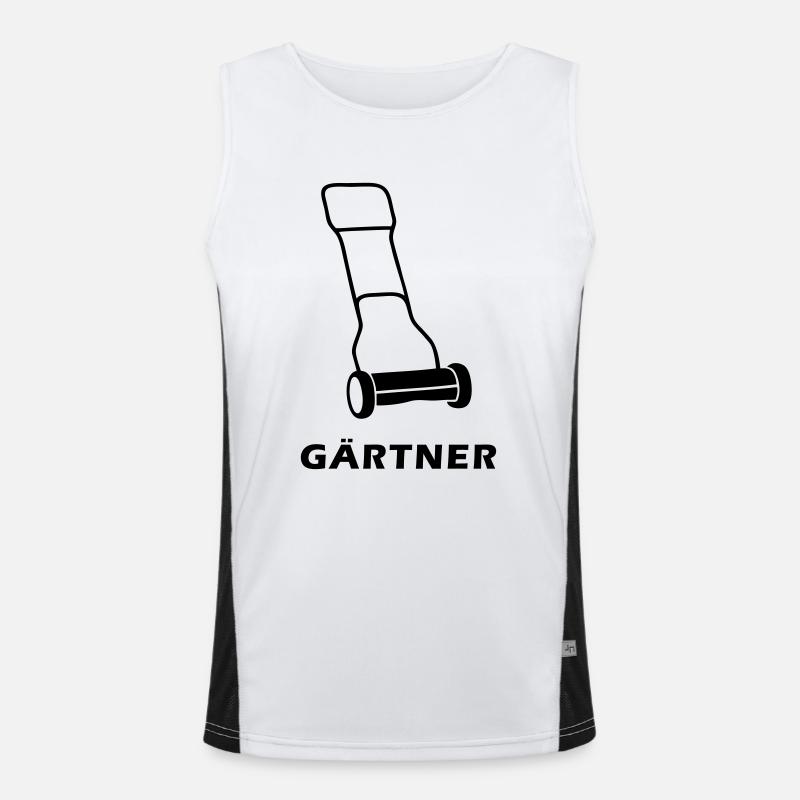 Gärtner mit Rasenmäher - Men's Functional Contrast Tank Top  - white/black
