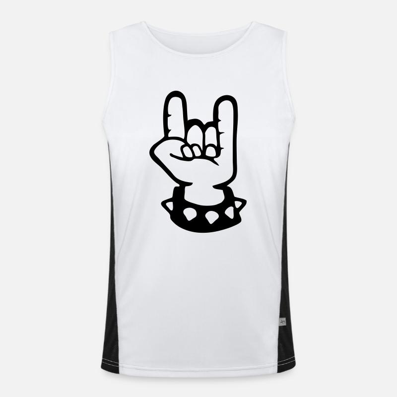 gehörnten Zeichen metal fork rock hand sign devil Funktionelles Kontrast-Tank Top für Männer 