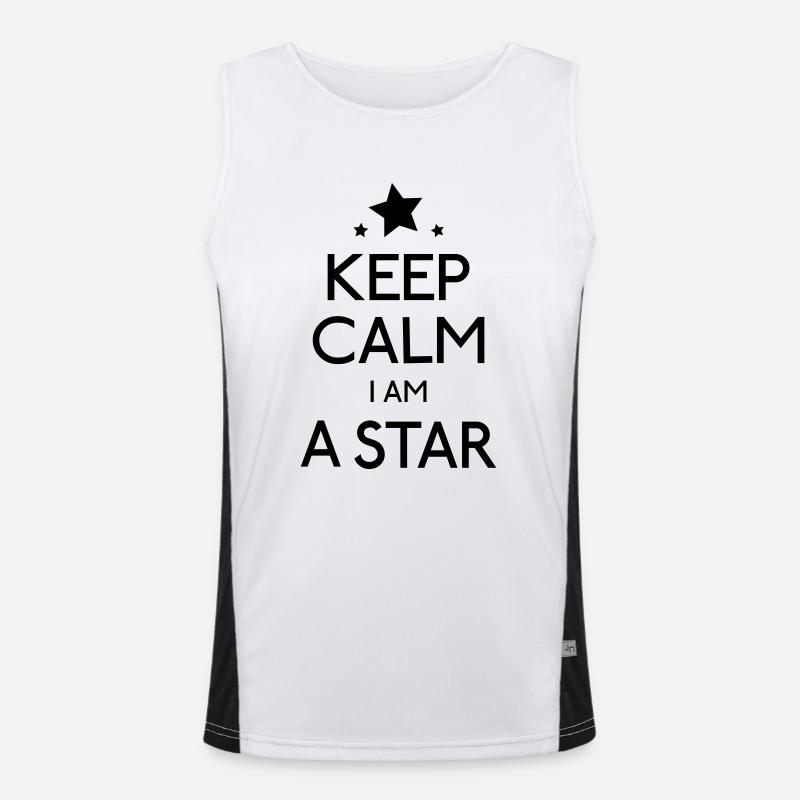 Keep Calm Star Funktionelles Kontrast-Tank Top für Männer 
