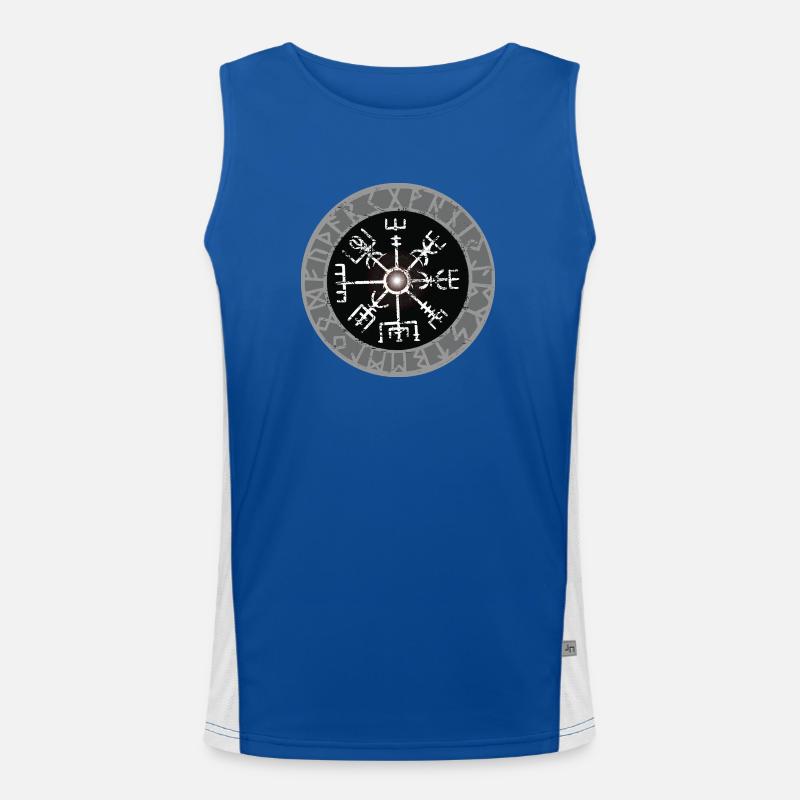 White Viking Compass Valhalla Vegvisir Men's Functional Contrast Tank Top 