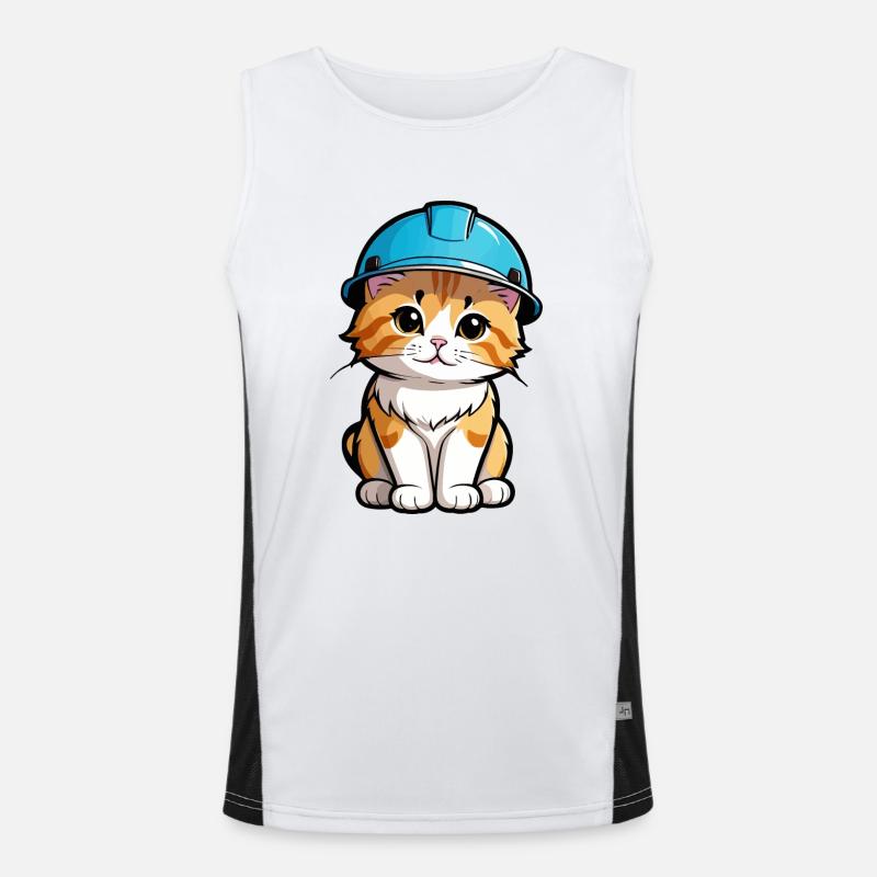 Kätzchen mit Schutzhelm Funktionelles Kontrast-Tank Top für Männer 