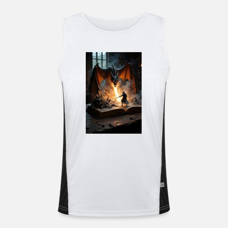 Ein Fantasy-Gemälde, ein Drache aus einem Buch. Funktionelles Kontrast-Tank Top für Männer 