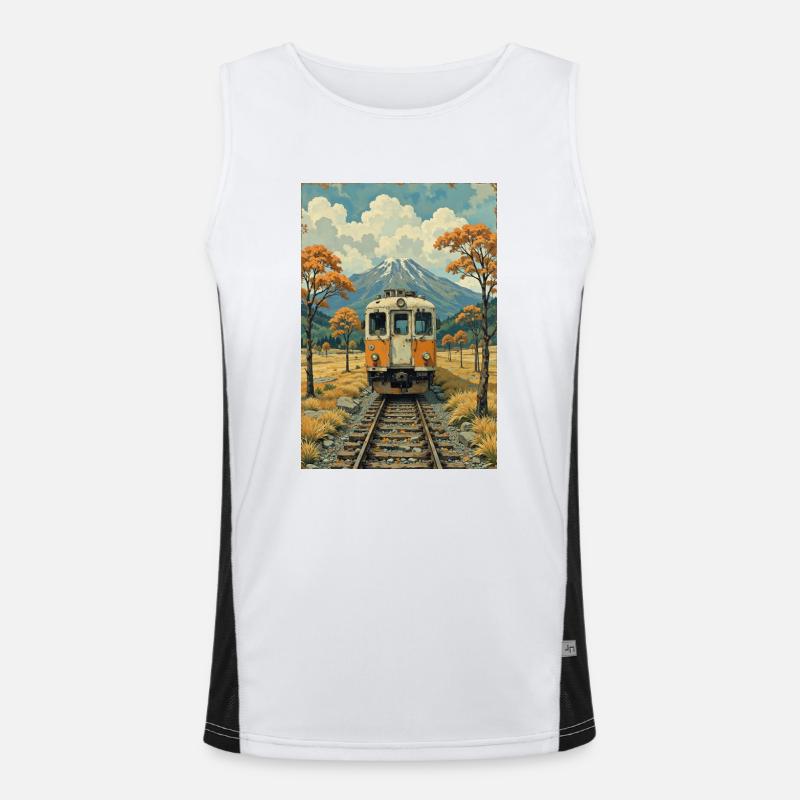 Retro Zug Bild Funktionelles Kontrast-Tank Top für Männer 