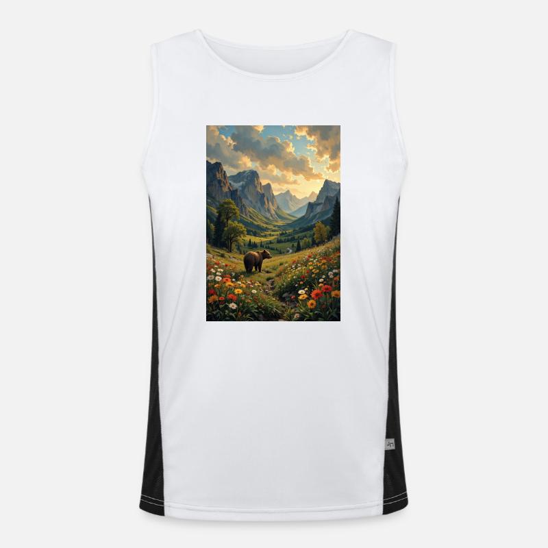 Bild Landschaft mit einem Bären. Funktionelles Kontrast-Tank Top für Männer 