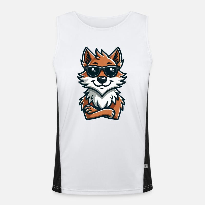 wolf sonnenbrille comic Funktionelles Kontrast-Tank Top für Männer 