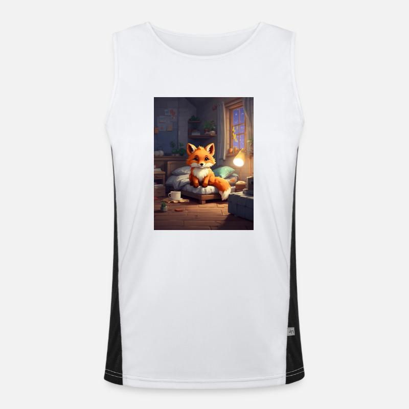 Pixelart cute Fox Funktionelles Kontrast-Tank Top für Männer 