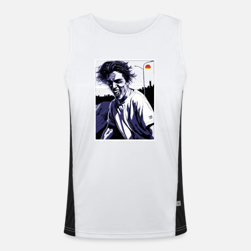 Big Smile Zombie Guy Funktionelles Kontrast-Tank Top für Männer 