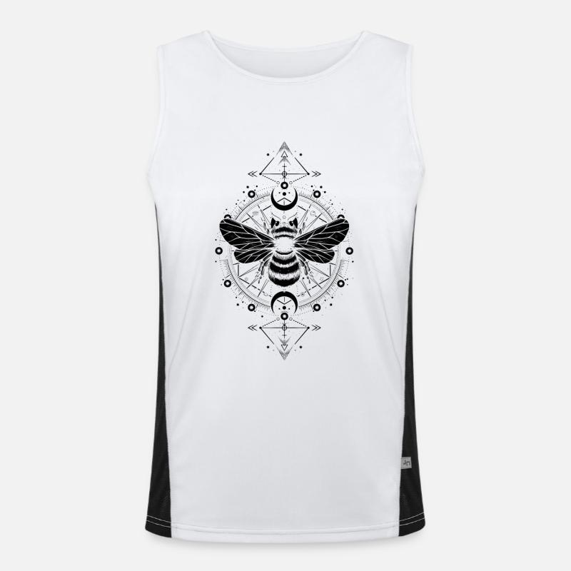 Astronomy - Mystical Bee Phases Moons - Black Men's Functional Contrast Tank Top 