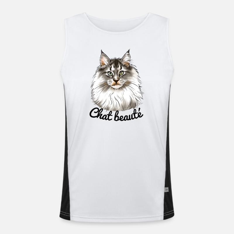 Chat beauté main coon (texte noir) Débardeur respirant contrasté Homme 