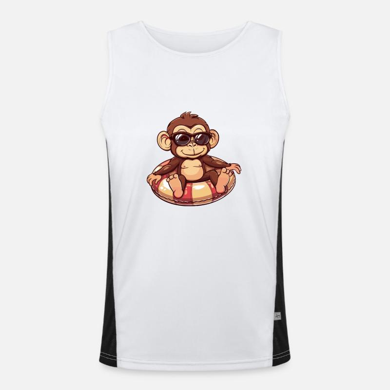 Monkey Summer Comic - Men's Functional Contrast Tank Top - white/black
