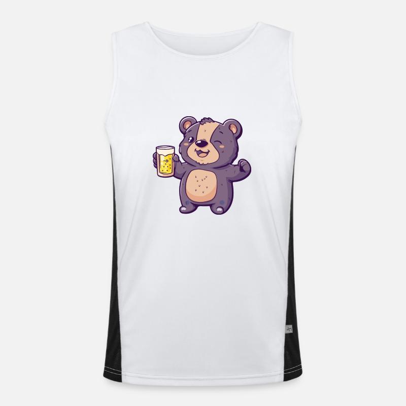 Bear Beer Comic Party Men's Functional Contrast Tank Top 