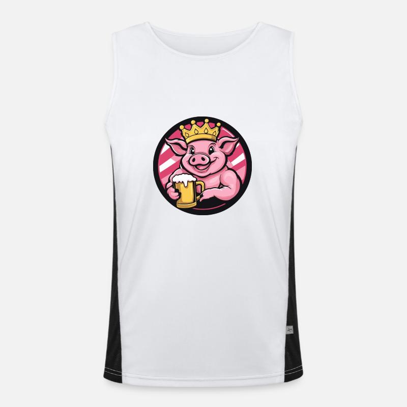 Schwein Bier Comic Funktionelles Kontrast-Tank Top für Männer 