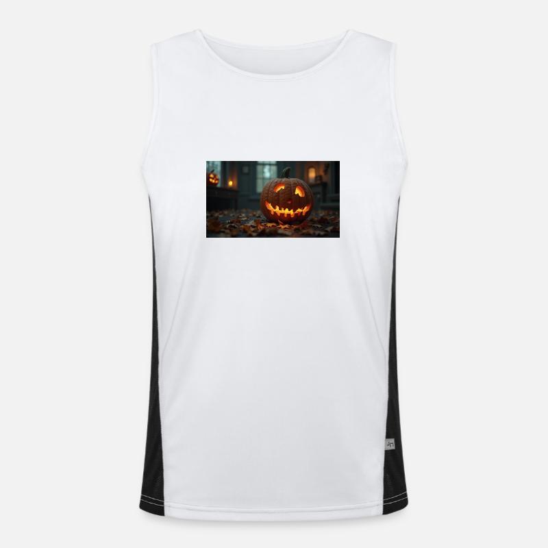 Pumpkin In A Haunted House Men's Functional Contrast Tank Top 