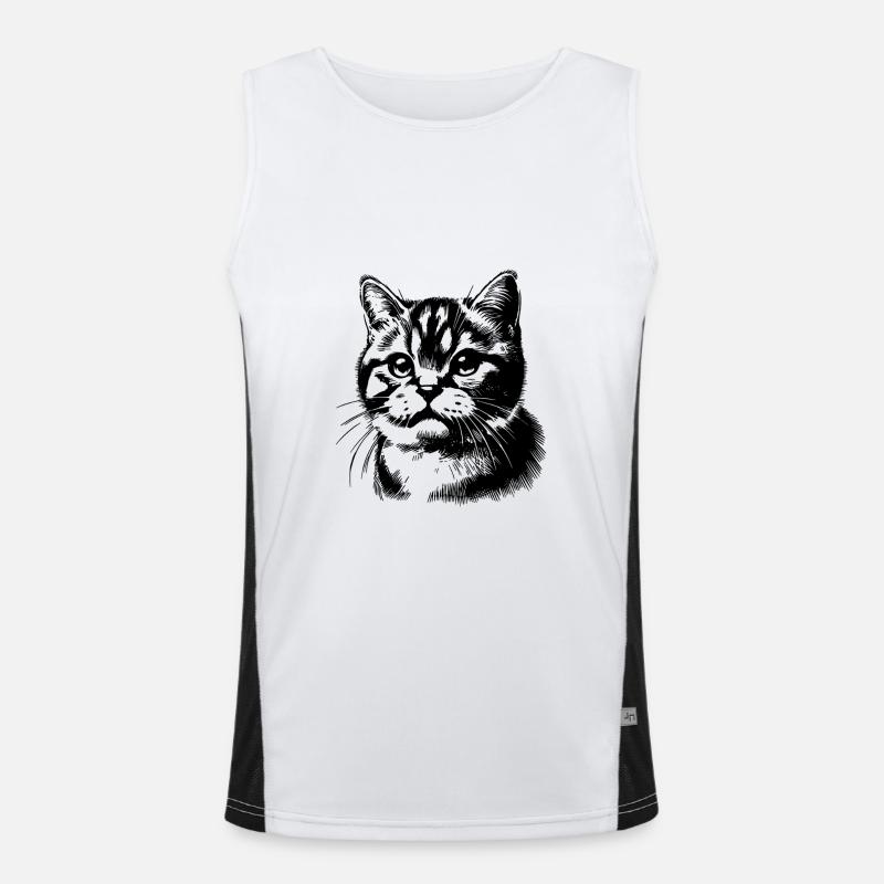 Portrait de chat mignon en noir et blanc Débardeur respirant contrasté Homme 