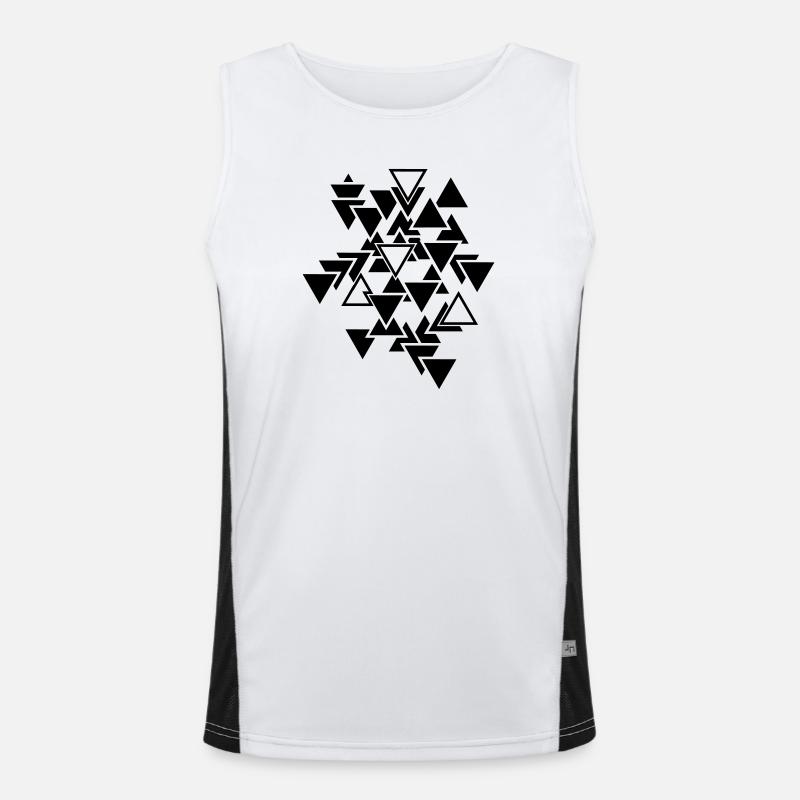 Triangles graphic pattern - Men's Functional Contrast Tank Top  - white/black