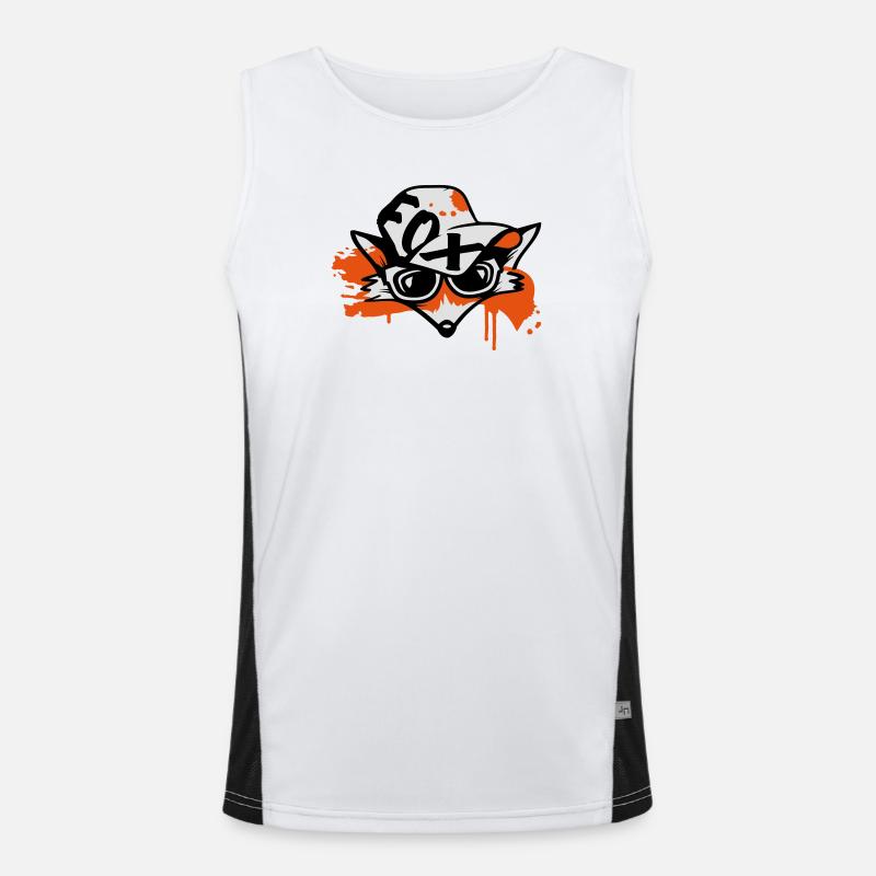 Fuchs mit Baseballkappe Funktionelles Kontrast-Tank Top für Männer 