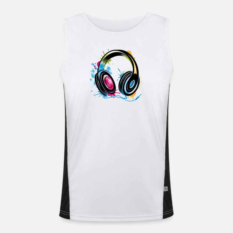 bunter Graffiti Kopfhörer Funktionelles Kontrast-Tank Top für Männer 