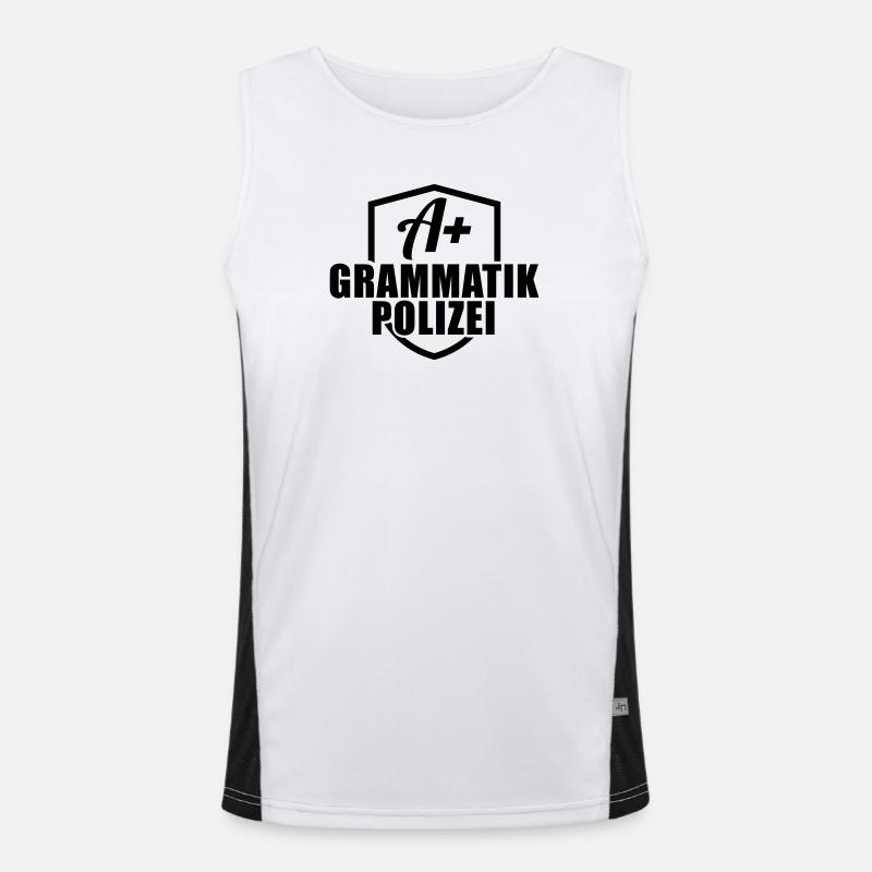 Grammatik Polizei Funktionelles Kontrast-Tank Top für Männer 