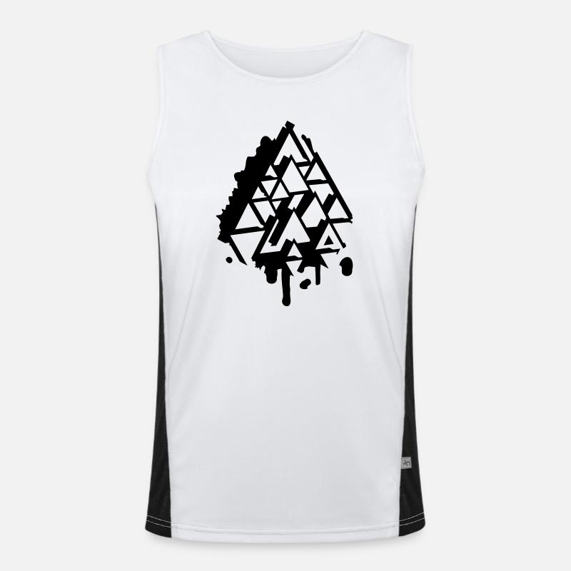 abstract Graffiti Triangle - Men's Functional Contrast Tank Top  - white/black