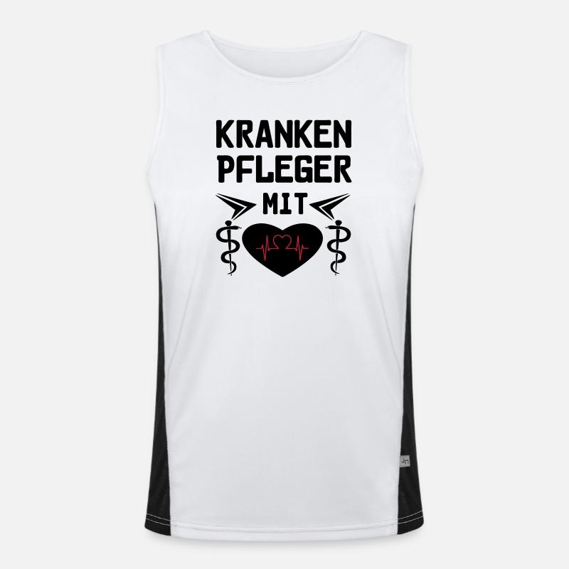 Krankenpfleger mit Herz Geschenk Funktionelles Kontrast-Tank Top für Männer 
