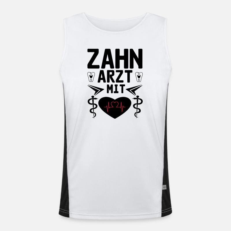 Zahnarzt mit Herz Geschenk Funktionelles Kontrast-Tank Top für Männer 