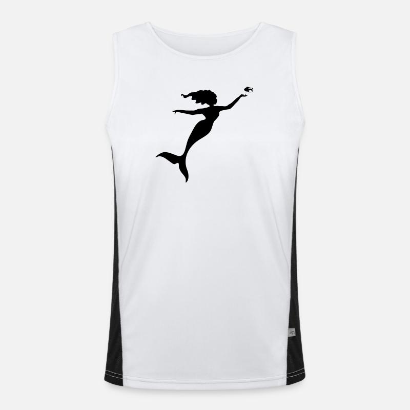 The mermaid plays with a fish Men's Functional Contrast Tank Top 