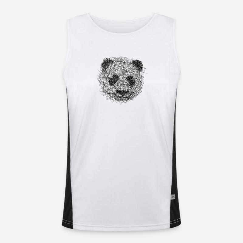 Panda Drawing Scribble - Panda scribble art Men's Functional Contrast Tank Top 
