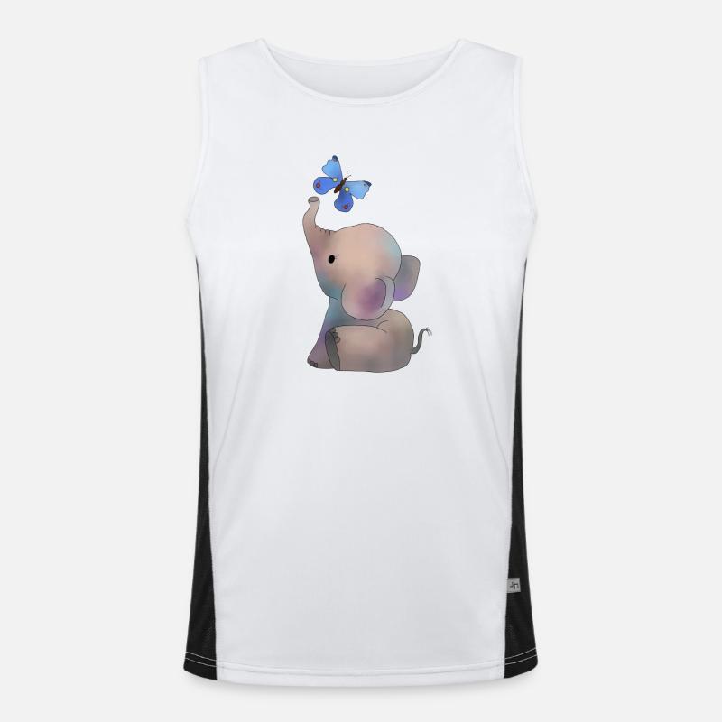 Elefant mit Schmetterling Funktionelles Kontrast-Tank Top für Männer 