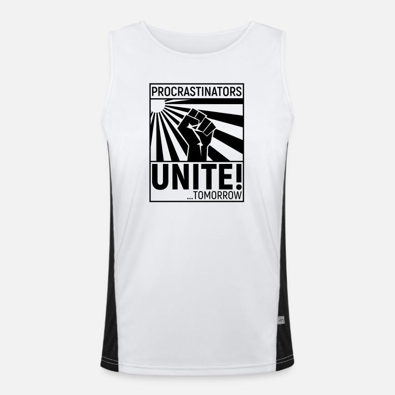 Procrastinators Unite Tomorrow Funny Slogan Funktionelles Kontrast-Tank Top für Männer 