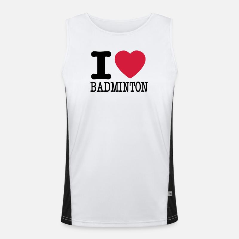 Ich liebe Badminton Funktionelles Kontrast-Tank Top für Männer 